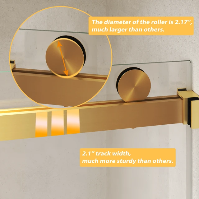 Alt view image 5 of 7 - Frameless Double Sliding Shower Door 56 to 60 Inch 62 Inch, 16 8 mm Tempered Glass Explosion Proof Film Stainless