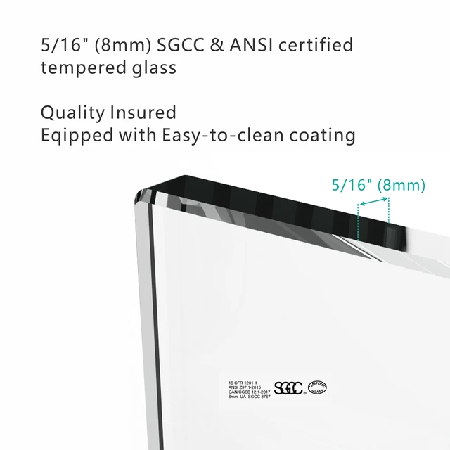 Alt view image 2 of 6 - 56 to 60 Inch 76 Inch Sliding Shower Door, Frameless Glass Shower Door Drop Available, Matt Black, Tempered Glass