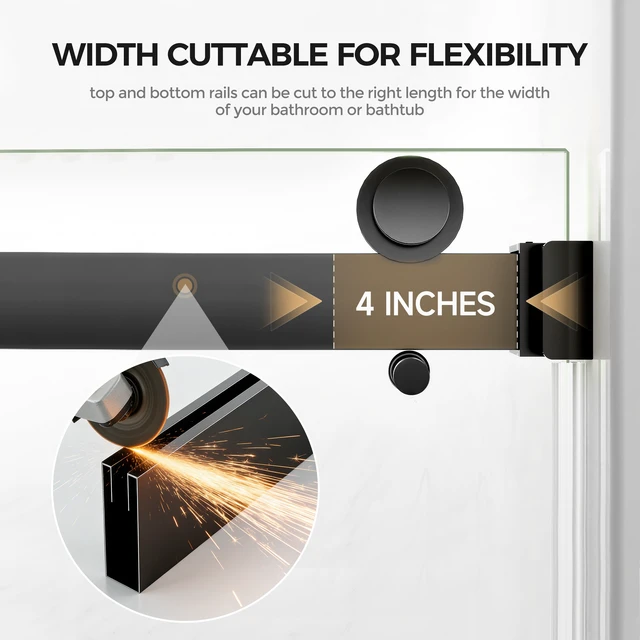 Alt view image 7 of 7 - 60 Inch 60 Inch Frameless Double Sliding Shower Door, Bathtub Door 16 8 mm Tempered Glass Explosion Proof Film