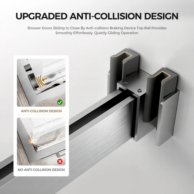 Alt view image 4 of 7 - 60 Inch 60 Inch Frameless Double Sliding Shower Door, Bathtub Door 16 8 mm Tempered Glass Explosion Proof Film Nano