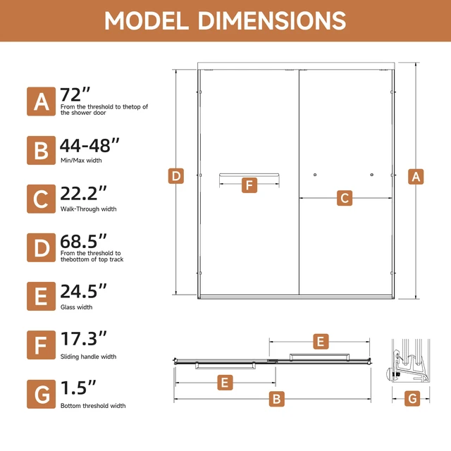 Alt view image 3 of 7 - 44 to 48 Inch 72 Inch Framed Double Sliding Shower Door, 4 6 mm Frosted Ultra Tempered Glass with Nano Self