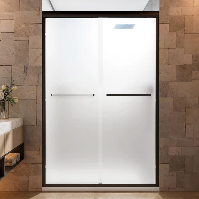 Main image of 44 to 48 Inch 72 Inch Framed Double Sliding Shower Door, 4 6 mm Frosted Ultra Tempered Glass with Nano Self