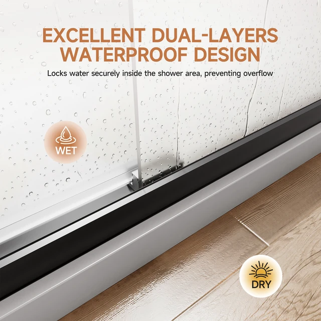 Alt view image 7 of 7 - 44 to 48 Inch 72 Inch Framed Double Sliding Shower Door, 4 6 mm Frosted Ultra Tempered Glass with Nano Self