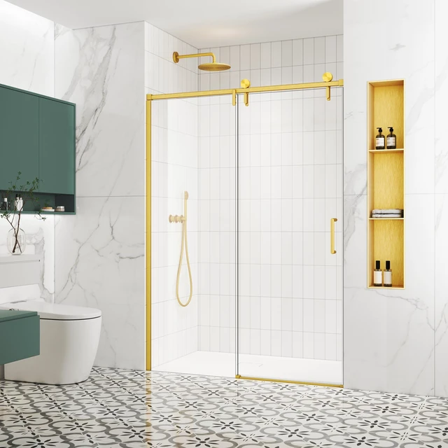 Main image of 57 to 60 78 Inch Frame Single Sliding Soft Close Shower Doors, Sliding Shower Door 8 mm SGCC Tempered Glass for Brushed
