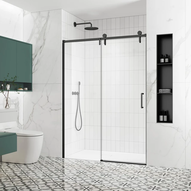 Main image of 57 to 60 78 Inch Frame Single Sliding Soft Close Shower Doors, Sliding Shower Door 8 mm SGCC Tempered Glass for Matte