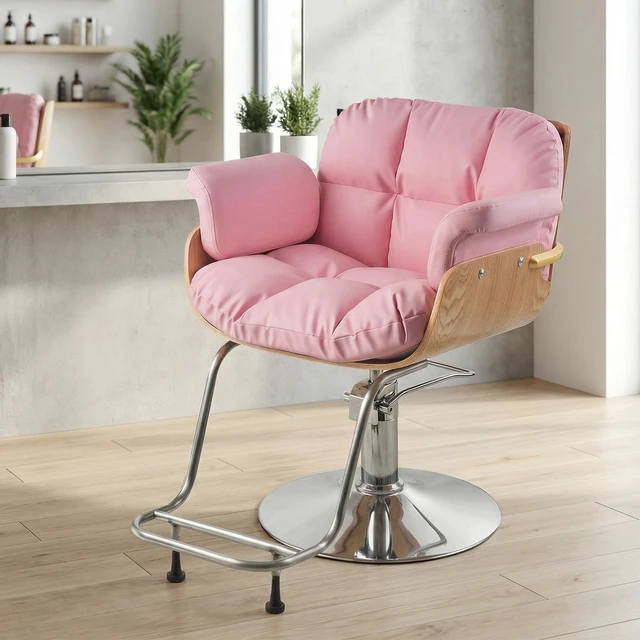 Main image of Barber Salon and Spa Chair for Hair Stylist with Hydraulic Pump Wooden Beauty Styling Chair for Barbershop with Thicken