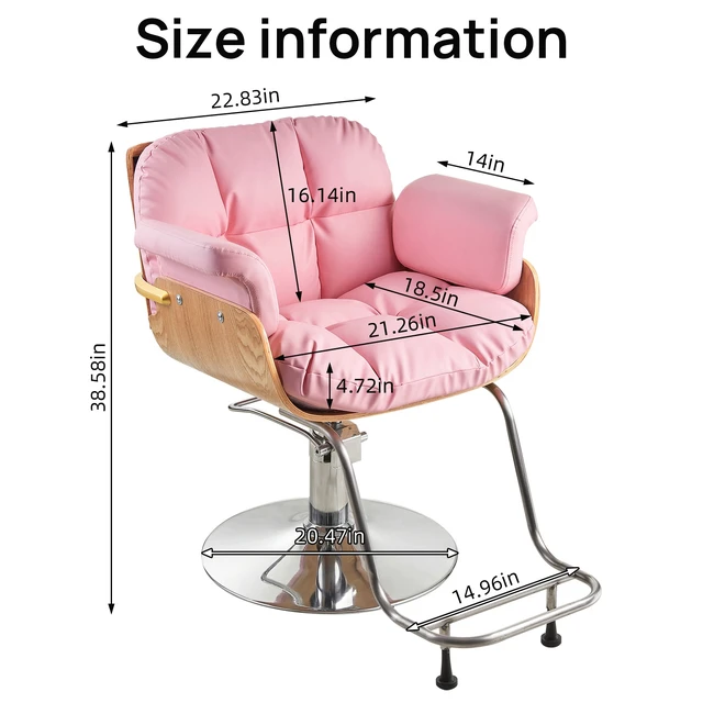 Alt view image 2 of 6 - Barber Salon and Spa Chair for Hair Stylist with Hydraulic Pump Wooden Beauty Styling Chair for Barbershop with Thicken