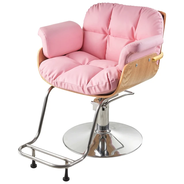 Alt view image 6 of 6 - Barber Salon and Spa Chair for Hair Stylist with Hydraulic Pump Wooden Beauty Styling Chair for Barbershop with Thicken