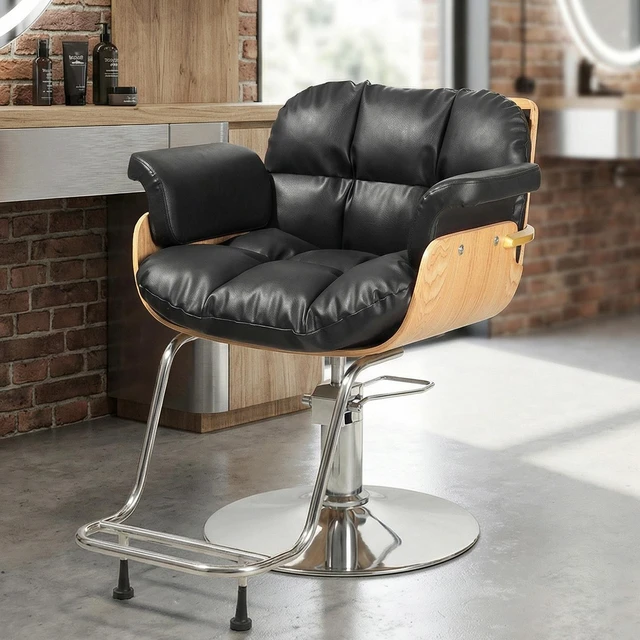 Main image of Barber Salon and Spa Chair for Hair Stylist with Hydraulic Pump Wooden Beauty Styling Chair for Barbershop with Thicken