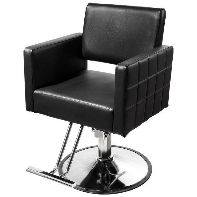 Alt view image 6 of 6 - Salon Stylist Chair for Hydraulic with Heavy Duty Pump, Black Silver, Metal and PU Leather, Beauty Personal Care