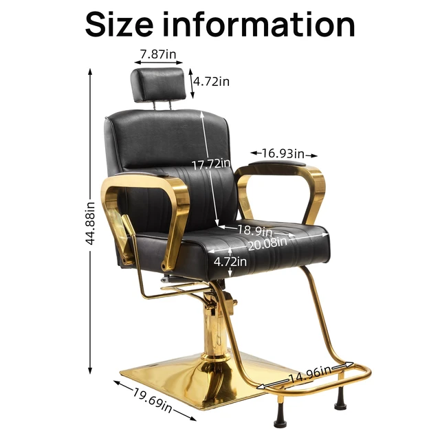 Alt view image 2 of 6 - Professional Reclining Salon and Spa Barber Chair for Hair Stylist with Headrest All Purpose Hydraulic Styling Beauty