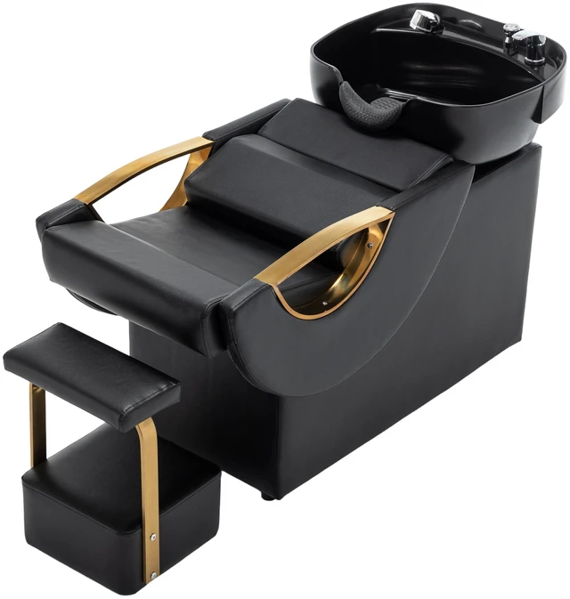 Main image of Large Shampoo Bowl and Chair Set with Footstool and Barber Backwash Chair, Heavy Duty 300 LBS Hair Washing with ABS