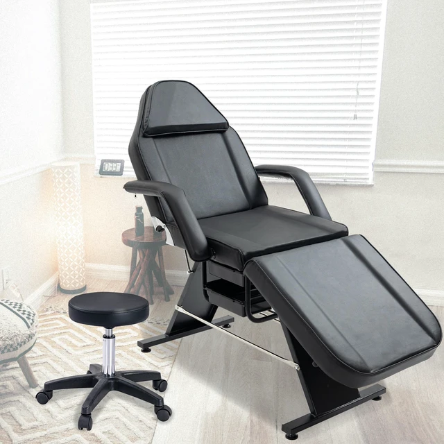 Main image of Massage Salon Tattoo Chair with Two Trays Esthetician Bed with Hydraulic Stool, Purpose 3 Section Facial Bed Table