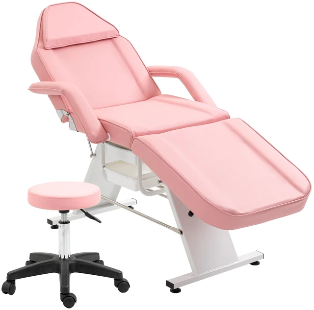 Alt view image 7 of 7 - Massage Salon Tattoo Chair with Two Trays Esthetician Bed with Hydraulic Stool, Purpose 3 Section Facial Bed Table