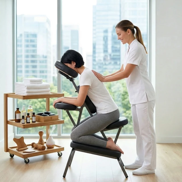Alt view image 3 of 7 - Portable Massage Chair for Tattoo and Spa with Adjustable Face Cradlewith Carrying Bag for Salon Use, Black, PU, Beauty