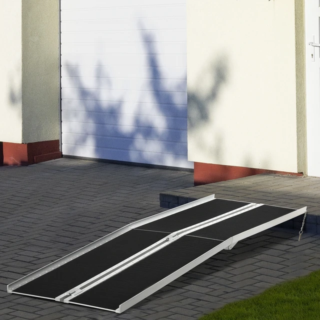 Alt view image 2 of 7 - Portable Wheelchair Ramp, Threshold Handicap Ramp, Black, Aluminum, Beauty Personal Care