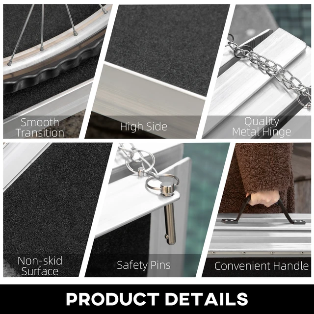 Alt view image 6 of 7 - Portable Wheelchair Ramp, Threshold Handicap Ramp, Black, Aluminum, Beauty Personal Care