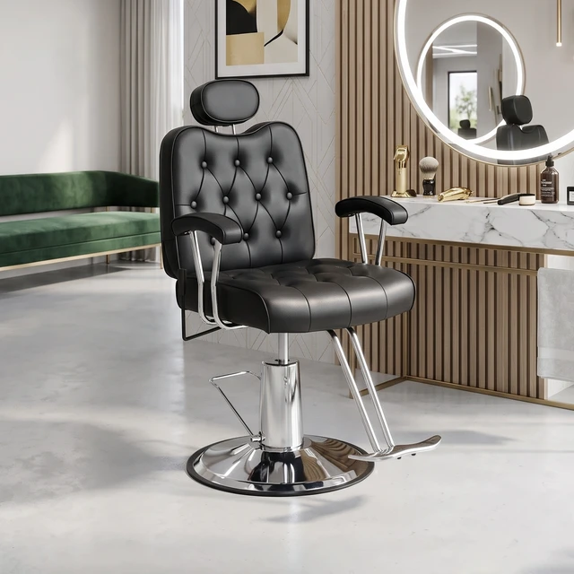 Alt view image 2 of 7 - Barber Salon Chair for Hair Stylist, Height Adjustable Hydraulic Hair Reclining Salon Chairs Degrees Rotation Function