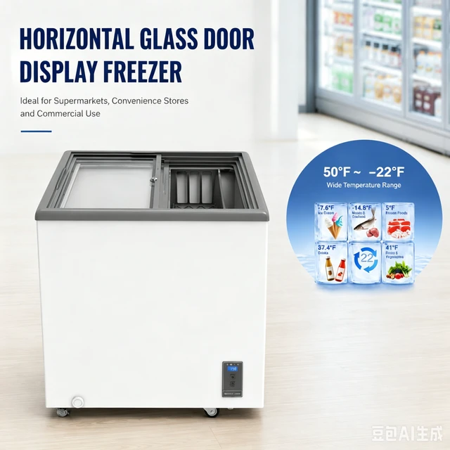 Alt view image 6 of 7 - ft Commercial Display Chest Freezer Inverter Energy Saving Ice Freezer with Sliding Low Glass Door Digital Temperature