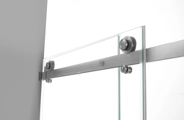 Alt view image 2 of 5 - Frameless Sliding Shower Door 60 Inch 78 Inch, 16 SGCC Tempered Clear Glass Reversible Installation Stainless Steel