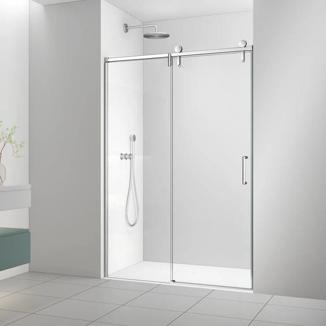 Alt view image 4 of 7 - 57 to 60 78 Inch Frame Single Sliding Soft Close Shower Doors, Sliding Shower Door 8 mm SGCC Tempered Glass for Sliver