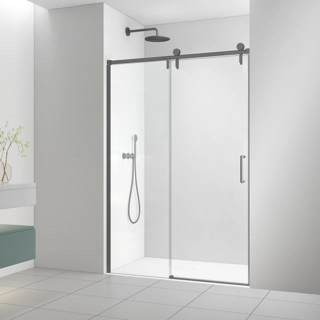 Alt view image 3 of 7 - 57 to 60 78 Inch Frame Single Sliding Soft Close Shower Doors, Sliding Shower Door 8 mm SGCC Tempered Glass for Gun