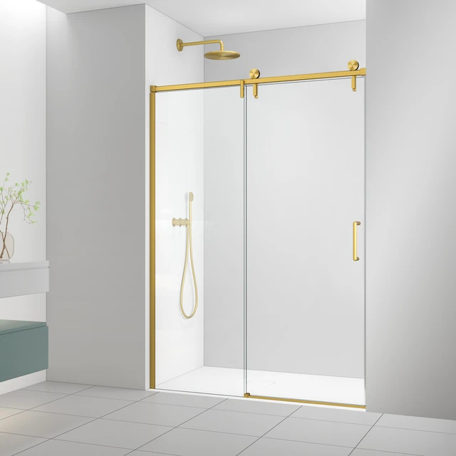 Alt view image 4 of 7 - 57 to 60 78 Inch Frame Single Sliding Soft Close Shower Doors, Sliding Shower Door 8 mm SGCC Tempered Glass for Brushed