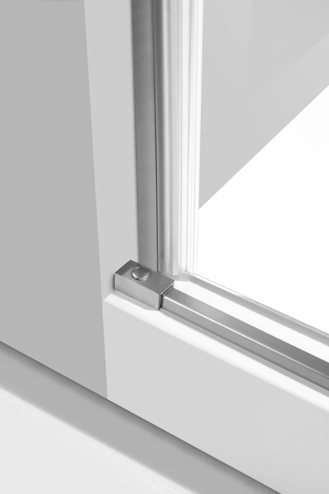 Alt view image 5 of 5 - Frameless Sliding Shower Door 60 Inch 78 Inch, 16 SGCC Tempered Clear Glass Reversible Installation Stainless Steel