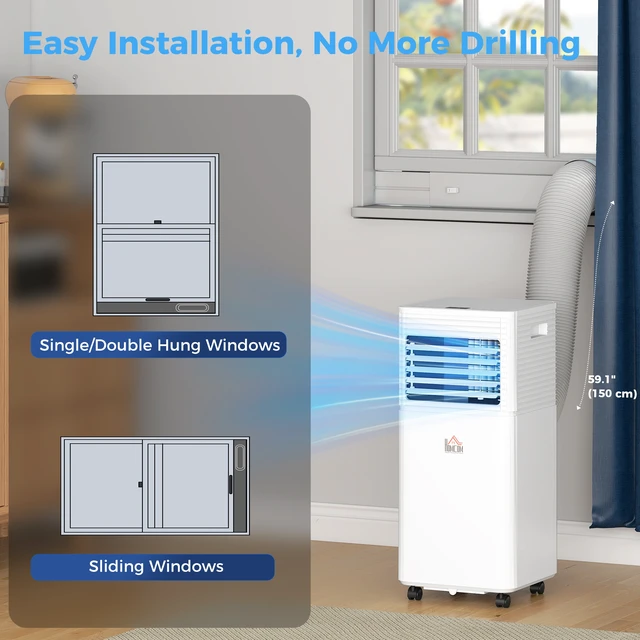 Alt view image 3 of 7 - Mobile Portable Air Conditioner for 344 sq ft, Unit with Cooling Dehumidifier Fan Sleep Mode Remote 24h Timer LED