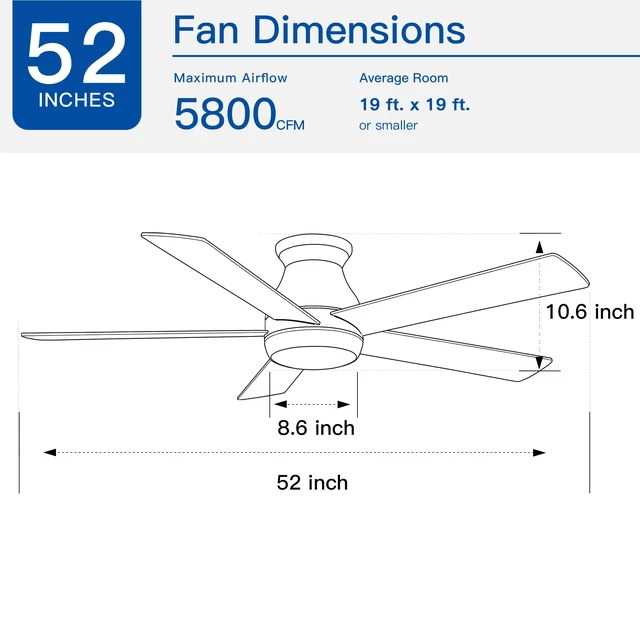 Alt view image 3 of 7 - 52 Inch Low Profile Ceiling Fan in with Blades, Silver, Metal and Wood, Fans