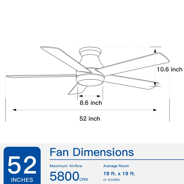 Alt view image 4 of 7 - 52 Inch Low Profile Ceiling Fan in with Blades, Silver, Metal and Wood, Fans