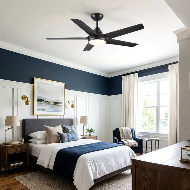 Alt view image 6 of 7 - 48 Inch Ceiling Fan with Lights and Remote Control, Ceiling Fan Reversible Motor Speeds Cct Dimmable LED Quiet Timer
