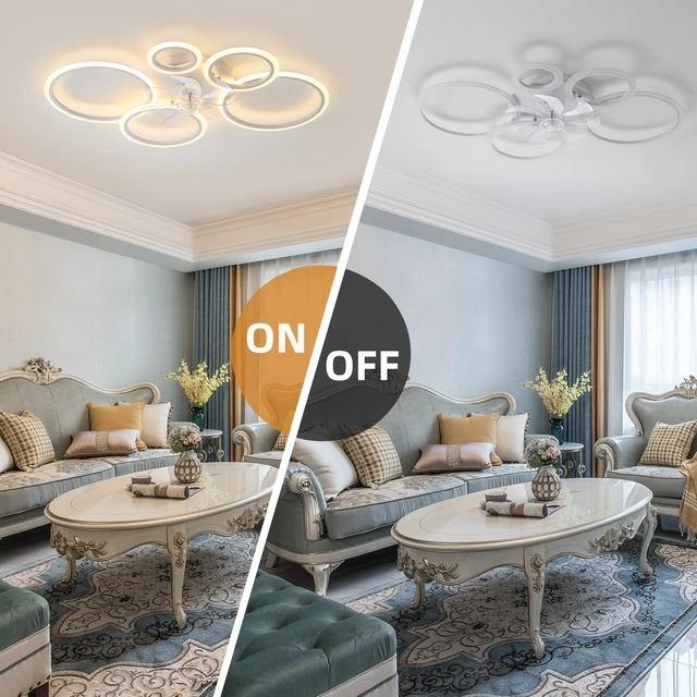 Alt view image 3 of 7 - 39inches Ceiling Fan with Lights, Remote Control and App Control Dimmable with Remote Blades Speeds Wind, White, Iron