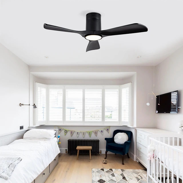Alt view image 3 of 7 - Sales Ceiling Fan with Lights 42 Inch Flush Mount Ceiling Fan with Remote Control, ABS Blades Outdoor Fans for Patio