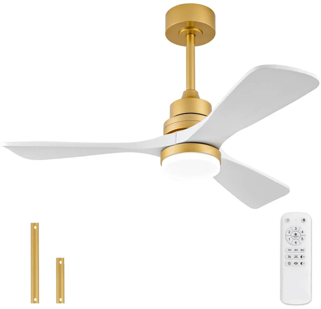 Main image of Sales 42 Inch Indoor Ceiling Fan with Dimmable LED Solid Blades Remote Control Reversible Motor, Gold White, Solid
