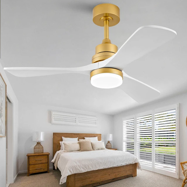 Alt view image 4 of 7 - Sales 42 Inch Indoor Ceiling Fan with Dimmable LED Solid Blades Remote Control Reversible Motor, Gold White, Solid