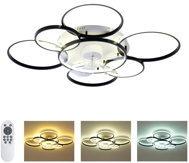Main image of 41 Inch Flush Mount Ceiling Fan with Tri Color, Speed Wind Low Profile Ceiling Fans with LED and Remote Control