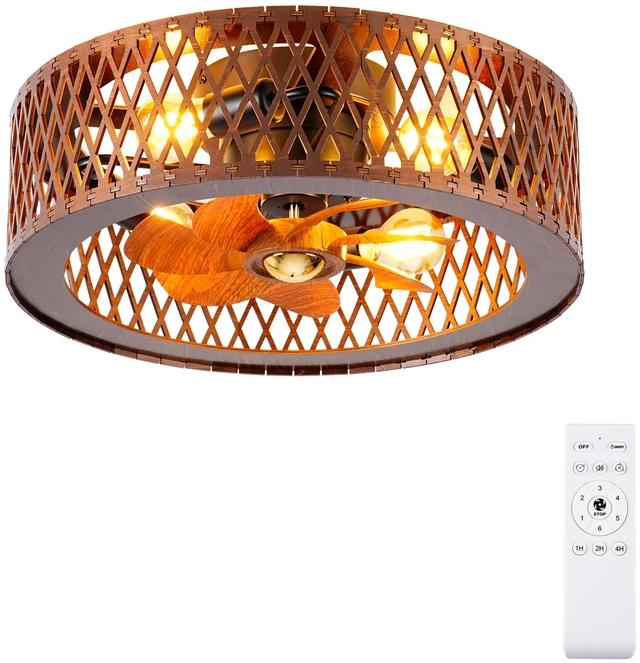 Main image of 20 Inch Grid Caged Ceiling Fan with and Remote, 20 Inch Fandelider Ceiling Fan with Flush Mount Bladeless Fans