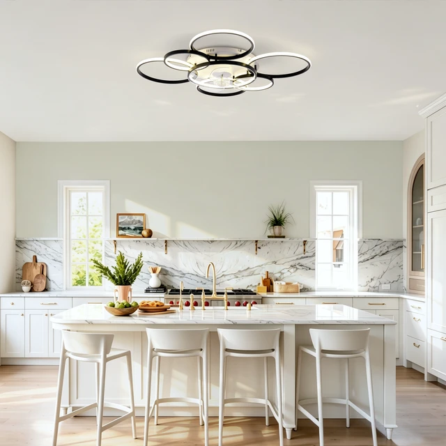 Alt view image 4 of 7 - 41 Inch Flush Mount Ceiling Fan with Tri Color, Speed Wind Low Profile Ceiling Fans with LED and Remote Control