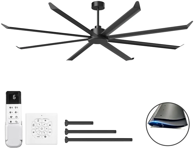 Main image of Large Size Motor Ceiling Fan with Aluminum Blades, Speed Remote Control Adjust Height Down Rods Commercial Ceiling Fan