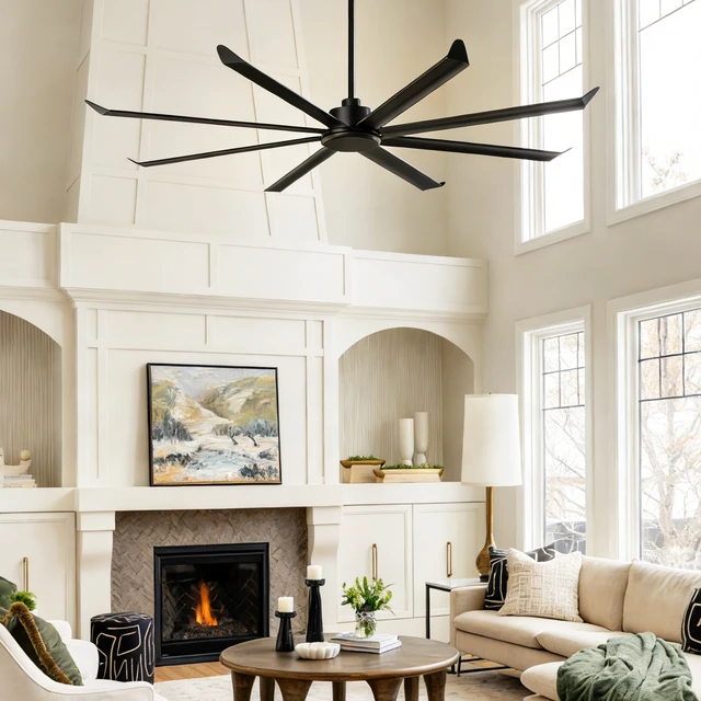Alt view image 5 of 7 - Large Size Motor Ceiling Fan with Aluminum Blades, Speed Remote Control Adjust Height Down Rods Commercial Ceiling Fan