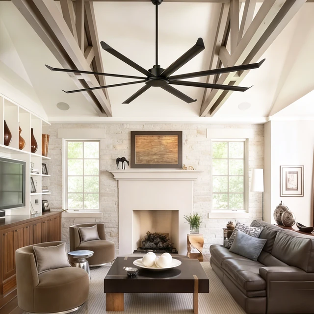 Alt view image 4 of 7 - Large Size Motor Ceiling Fan with Aluminum Blades, Speed Remote Control Adjust Height Down Rods Commercial Ceiling Fan