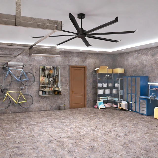 Alt view image 6 of 7 - Large Size Motor Ceiling Fan with Aluminum Blades, Speed Remote Control Adjust Height Down Rods Commercial Ceiling Fan