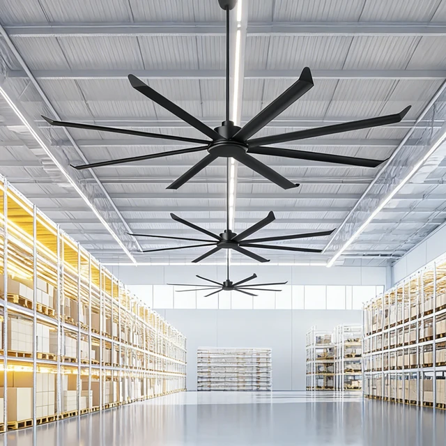 Alt view image 7 of 7 - Large Size Motor Ceiling Fan with Aluminum Blades, Speed Remote Control Adjust Height Down Rods Commercial Ceiling Fan