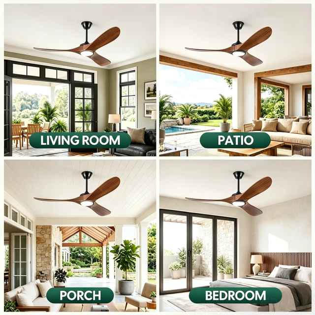 Alt view image 6 of 7 - 52 in Ceiling Fan with Lights, Comes with Wall Control and Remote Six Speed Reversible Motor Three Color Temperatures