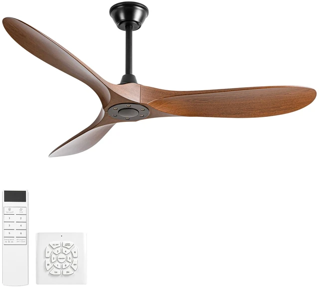Main image of 52 in Ceiling Fan Without Lights, Equipped with Wall Control and Remote Control Speed Settings Reverse Motor 3 Piece