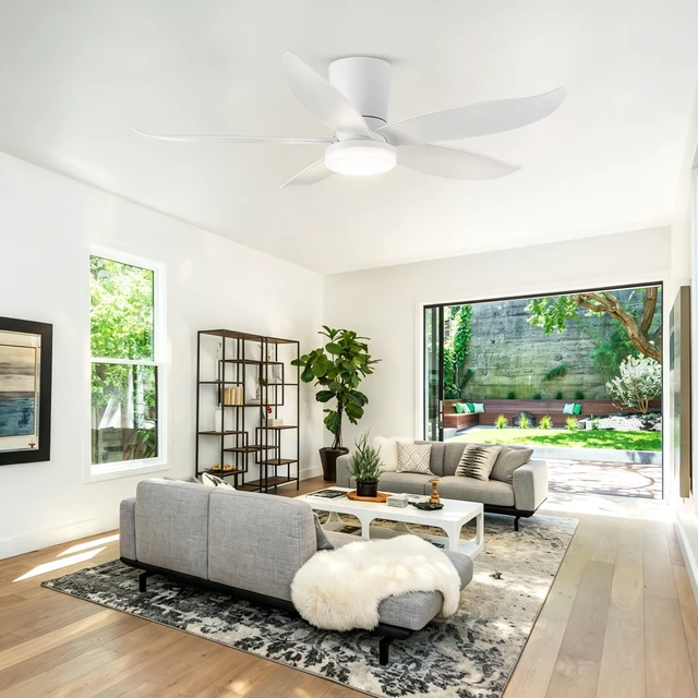 Alt view image 2 of 7 - 42 in Ceiling Fan, Flush Mount Equipped with Remote Control Reversible Motor Color Dimmable RGB Lighting ABS Material