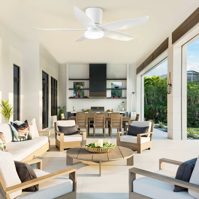 Alt view image 5 of 7 - 42 in Ceiling Fan, Flush Mount Equipped with Remote Control Reversible Motor Color Dimmable RGB Lighting ABS Material