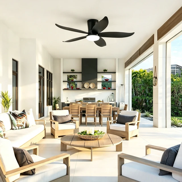 Alt view image 5 of 7 - 42 in Ceiling Fan, Flush Mount Equipped with Remote Control Reversible Motor Color Dimmable RGB Lighting ABS Material