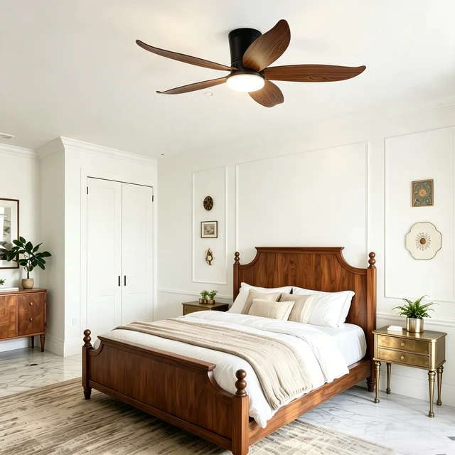 Alt view image 3 of 7 - 42 in Ceiling Fan, Flush Mount Wood Grain Equipped with Remote Control Reversible Motor Color Dimmable RGB Lighting ABS